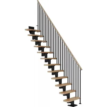 DOLLE Dublin - schody modulové přímé do 315cm, 13 nášlapů, zábradlí CLASSIC III (Lakované masivní dubové nebo bukové nášlapy)