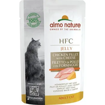 Krmivo pro kočku Almo Nature HFC Jelly WET CAT - Kuřecí filet a sýr v želé 55g