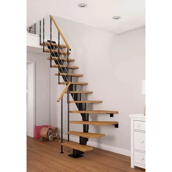 DOLLE Frankfurt - modulové schody 1/4 zatoč. do 301 cm, zábradlí STYLE 6 (Přímé vedení 13 nášlapů)