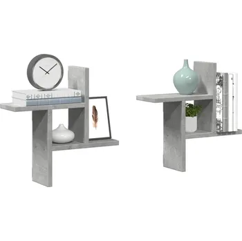 police vidaXL Nástěnné police 2 ks 38 x 12 x 38 cm kompozitní dřevo [853245] Barva: Betonová šedá