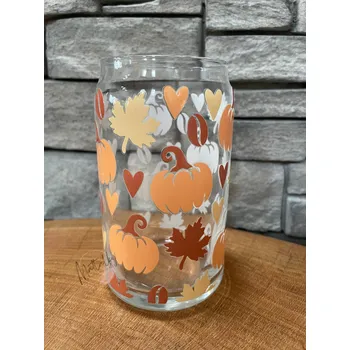 Sklenice Sklenička podzimní listí s dýní