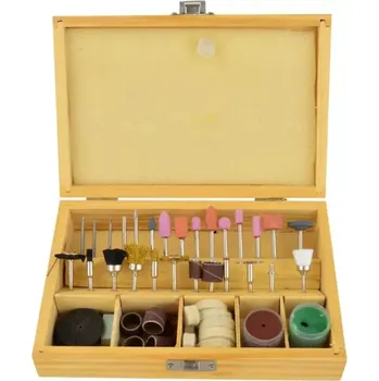 GEKO G01210 Příslušenství pro přímou brusku, průměr dříku 3 mm, v dřevěném kufříku, 100 ks