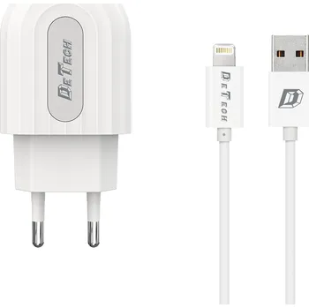 DeTech univerzální adaptér s lighting kabelem 1m - bílý DeTech univerzální adaptér s lighting kabelem, 1x USB