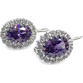 Náušnice Diante Zlaté náušnice s fialovým kamenem 59623317