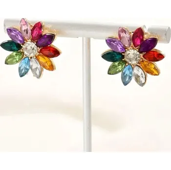 Náušnice Elegantní květinové náušnice barevné