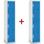 Šatní skříňka S3 čtyřdveřová 1+1 ZDARMA, demont, cylindrický zámek, šedá/modrá