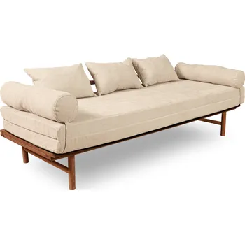 Pohovka Rozkládací pohovka LE MAR 03 201 cm z masivu/krémová