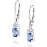 Stříbrné náušnice tanzanit a topaz Florenza