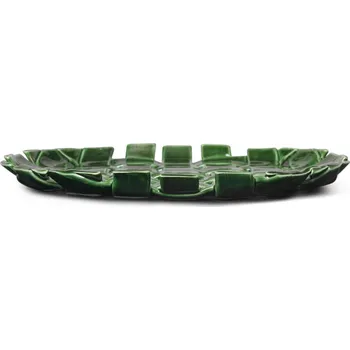 Ferm Living Keramický talíř Plait Platter, emerald green
