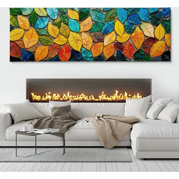 Obraz Obraz na plátně - Listová mozaika FeelHappy.cz Velikost obrazu: 60 x 20 cm