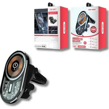 2v1 Magnetický Držák a Bezdrátová Nabíječka do Auta Černá