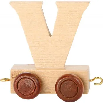 Dřevěná hračka Bino Vagónek-V-hnědé kolečka