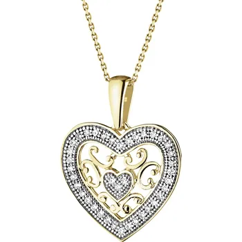 Přívěsek Zlatý přívěsek s diamanty - srdce - 0,12 ct - ryzost 585 - 160.484