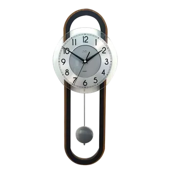 Hodiny JVD Dřevěné netikající tiché skleněné kyvadlové hodiny JVD NS22010/78 (hodiny s plynulým tichým chodem)