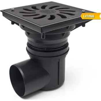 kanalizační vpusť MIDAS Kanalizační vpusť - boční D75,suchá protizáp. klapka,litin.mřížka 245x245mm se šrouby,B125