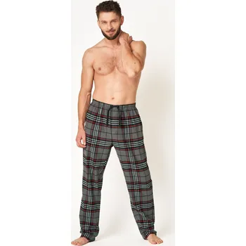 Pánské pyžamo Pánské pyžamové kalhoty Key MHT 400 B24 M-2XL grafitová mřížka XXL