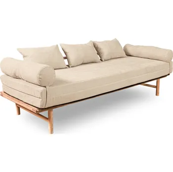 Pohovka Rozkládací pohovka LE MAR 02 201 cm z masivu/krémová