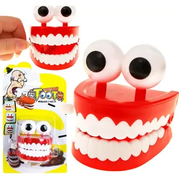 Hračka pro nejmenší Natahovací cvakající zuby s velkýma očima – veselá hračka