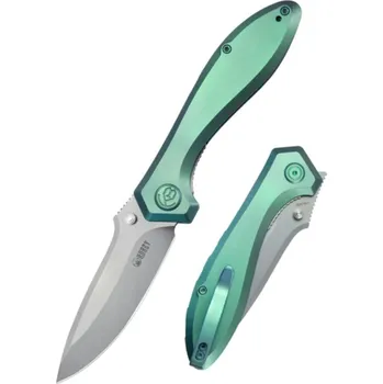 kapesní nůž Kubey Ruckus zavírací nůž s pojistkou Liner Lock, zelená rukojeť z titanu, korálkově pískovaná CPM 2