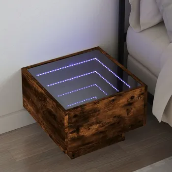 Noční stolek vidaXL Noční stolek s Infinity LED 40 x 40 x 30 cm [3284069] Barva: kouřový dub