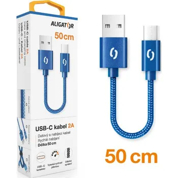 Datový kabel Datový kabel ALIGATOR PREMIUM 2A, USB-C 50cm modrý