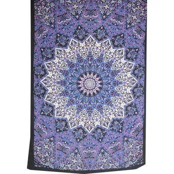 Přehoz na lůžko Bavlněný přehoz na postel s mandalou Hvězdná mandala – fialovo-modrý, Sittar