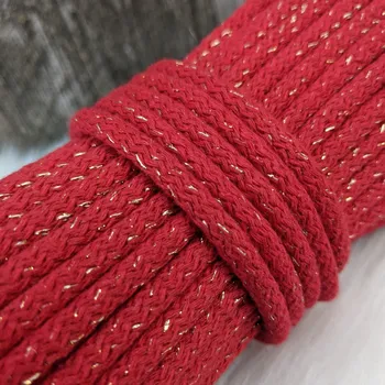 Příze VEĽKÁvlna VEL'KÁ vlna šňůry na šití 6mm Mák se zlatou nitkou