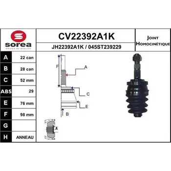 Autodíl Sada kloubů, hnací hřídel EAI CV22392A1K