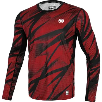 Rashguard PitBull West Coast - pánský LS rashguard Performance Mesh DOT CAMO 2 červený M