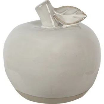 Béžové porcelánové dekorační jablko s lístkem Camlo XS – 6 cm