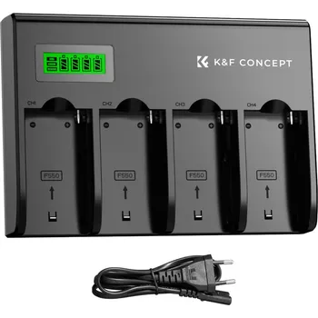 K&F NP-F 4-Channel Charger with LCD Display, EU power plug