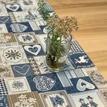 BYTEMA Gobelínový ubrus a šál PATCHWORK SRDCE MODRÉ 85 x 85 cm