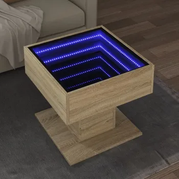 Konferenční stolek vidaXL Konferenční stolek s LED 50 x 50 x 45 cm kompozitní dřevo [847529] Barva: dub sonoma