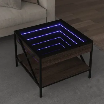 Obývací pokoj vidaXL Konferenční stolek s Infinity LED 50 x 50 x 38 cm [847697] Barva: hnědý dub