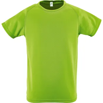 Sol's Dětské sportovní triko s raglánovými rukávy a delším zadním dílem Barva: Zelená jablková, Velikost: 10 let (130/140) L198K