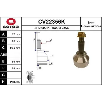 Autodíl Sada kloubů, hnací hřídel EAI CV22356K