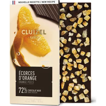 Čokoláda Michel Cluizel ORANGE PEELS hořká čokoláda s pomerančovou kůrou 72% 100g