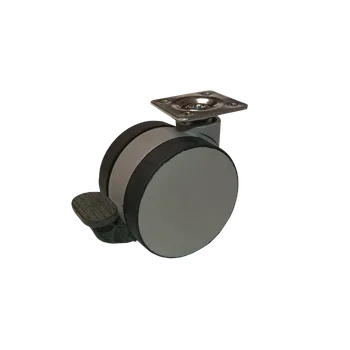 60mm PU kolečko, s plotýnkou 38x38mm, s černou brzdou