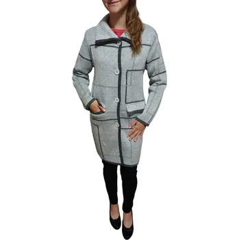 Dámský kabát Ria-móda Pletený kabát Ria světle šedý na knoflíky Ria móda: L