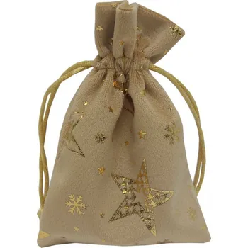 Dárková taška Sáček sametový zlatý s hvězdami 20*15cm 8701002B