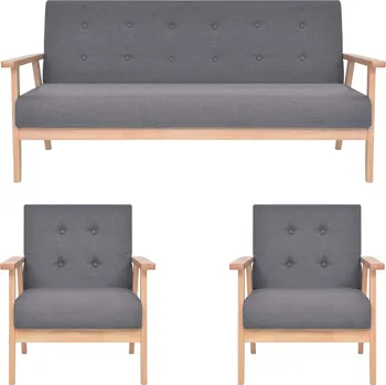 Sedací souprava vidaXL 3dílná sedací souprava textilní čalounění tmavě šedá