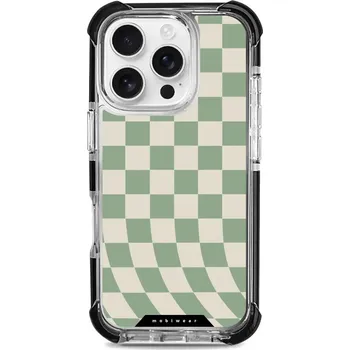 Pouzdro na mobilní telefon Odolný obal Mobiwear MagSafe Elite Bumper - Apple iPhone 16 Pro - DA58D Zelená a béžová šachovnice (Odolný kryt, pouzdro, obal Mobiwear Elite Bumper na mobil Apple iPhone 16 Pro - DA58D Zelená a béžová šachovnice, materiál Plast + TPU silikon + kov -)