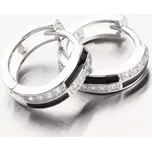 Dámské náušnice stříbro 925 kruhy se zirkony a s černým zdobením PKL-2180