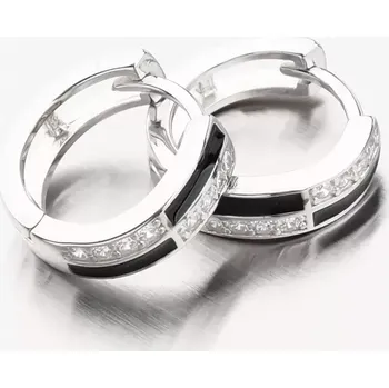 Náušnice Dámské náušnice stříbro 925 kruhy se zirkony a s černým zdobením PKL-2180