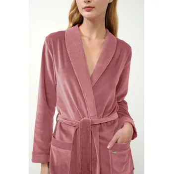 Dámský župan Vamp - Dlouhý sametový župan 21143 - Vamp pink nectar L