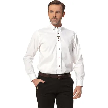 Pánská košile TAGART Pánská lovecká košile Koziołek bavlněná s výšivkou kozla M BÍLÁ