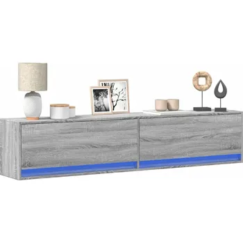 Televizní stolek vidaXL Nástěnná TV skříňka s LED 180 x 31 x 38 cm [3307947] Barva: šedá sonoma