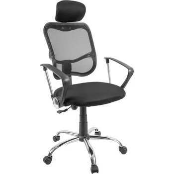 Otočná židle k psacímu stolu černá / chrom, nastavitelná opěrka hlavy