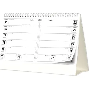 Kalendář Pracovní čtrnáctidenní daňový kalendář, černobílý 2025