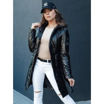 Dámská prošívaná dlouhá bunda s kapucí PAUL černá